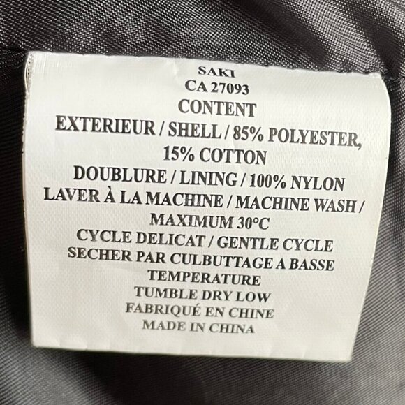 Saki Tweed-Style Gray 3/4 Length Fall Coat Asymmetrical Mock Neck Zip Lined Lg - Picture 10 of 15